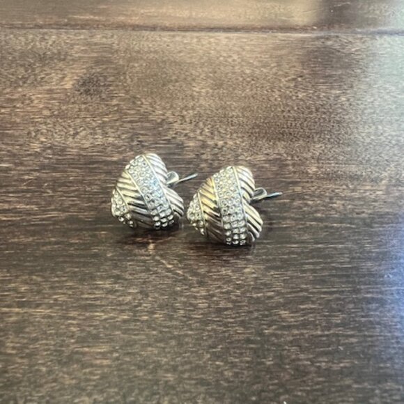 Brighton Silver Meridian Heart Earrings with Crystals – Silver Leverback - Picture 3 of 9